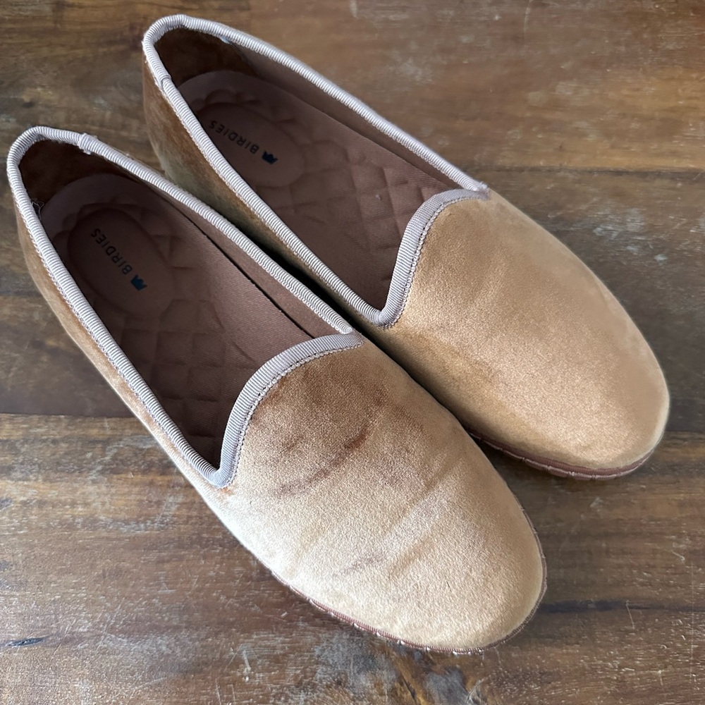 Birdies The Heron Gold Tan Velvetβ Slip-On Loafers ladies size 6.5